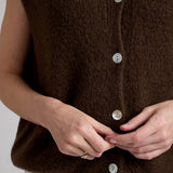 Alessia Knit Button Up Vest-Chocolate-Brown