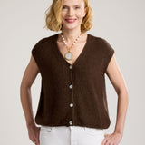 Alessia Knit Button Up Vest-Chocolate-Brown