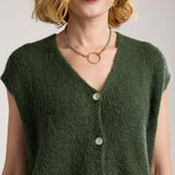 Alessia Knit Button Up Vest-Emerald-Green