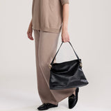 Bella leather Slouch Bag-Black