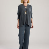 Claudia V-Neck Sweater (Dark Grey)