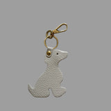 Leather Dog Charm-Ecru