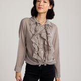 Gemma Cotton Blouse-Taupe