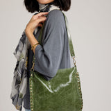 Lia Studded Patent Bag-Moss