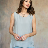 Marianna Silk Top (Pearl Grey)