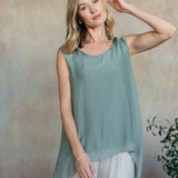 Marianna Silk Top (Sage)