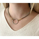 Saylor Circle Mixed Metal Necklace-Silver