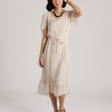 Selena Silk Dress-Ecru-SM