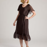 Selena Silk Dress-Espresso-LXL