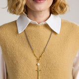 Shannon Pearl and Cross Necklace