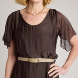 Selena Silk Dress-Espresso-LXL