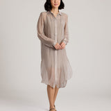 Sophia Silk Shirt Dress-Taupe-SM
