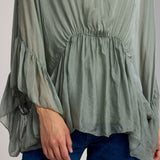 Valeria Silk Blouse-Sage