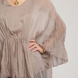 Valeria Silk Blouse-Taupe