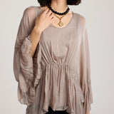 Valeria Silk Blouse-Taupe