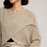 Alessandra Knit Criss Cross Wrap-Beige