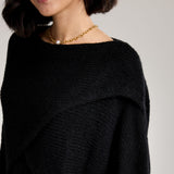 Alessandra Knit Criss Cross Wrap-Black