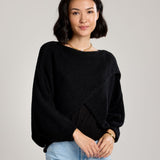 Alessandra Knit Criss Cross Wrap-Black