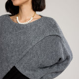 Alessandra Knit Criss Cross Wrap-Dark Grey