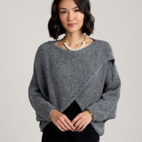 Alessandra Knit Criss Cross Wrap-Dark Grey