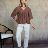 Amelie Linen Top (Washed Espresso)