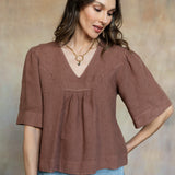 Amelie Linen Top (Washed Espresso)