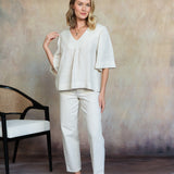 Amelie Linen Top (Light Buff)