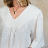 Amelie Linen Top (Light Buff)