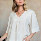 Amelie Linen Top (Light Buff)