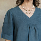 Amelie Linen Top (Washed Grey)