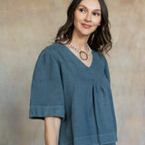 Amelie Linen Top (Washed Grey)