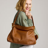 Bella leather Slouch Bag-Camel
