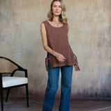 Brina Linen Top (Washed Espresso)