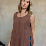 Brina Linen Top (Washed Espresso)