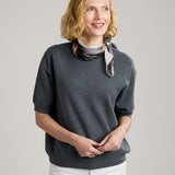 Carlotta Short Sleeve Knit Sweater-Dark-Grey