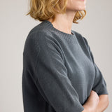 Carlotta Short Sleeve Knit Sweater-Dark-Grey