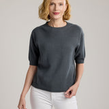 Carlotta Short Sleeve Knit Sweater-Dark-Grey