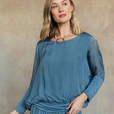 Cassandra Silk Top (Aegean Blue)