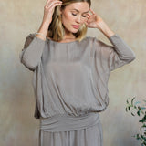 Cassandra Silk Top (Taupe)