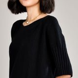 Caterina Short Sleeve Knit Sweater-Black