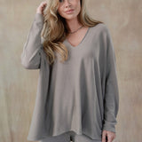 Claudia V-Neck Sweater (Taupe)
