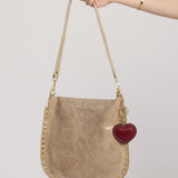 Leather Heart Charm-sm-Wine