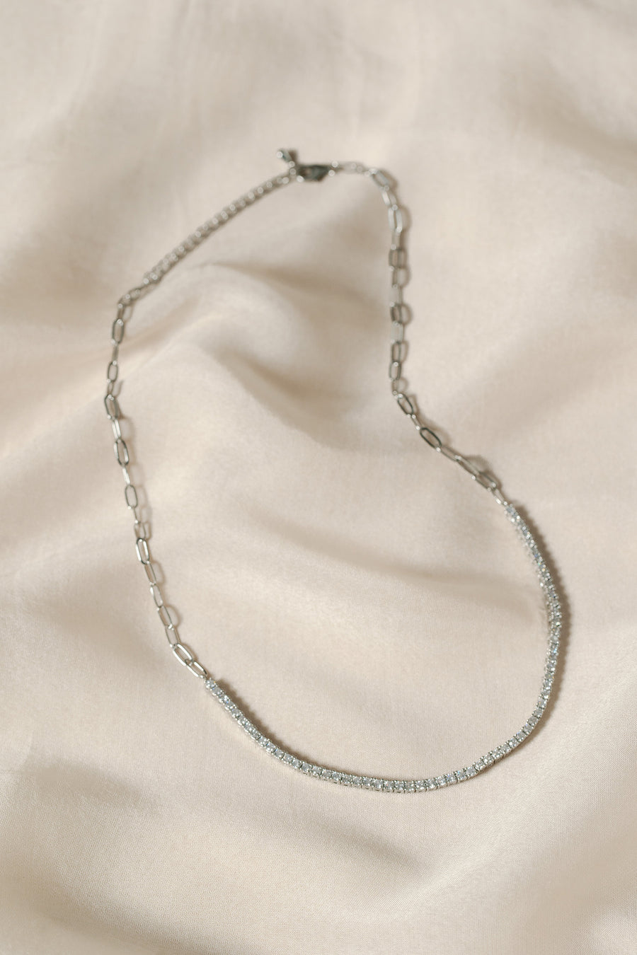 Elizabeth Pavé Paperclip Necklace