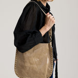 Lia Studded Patent Bag-Taupe