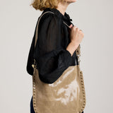 Lia Studded Patent Bag-Taupe