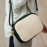 Marla Leather Raffia Camera Bag