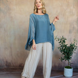 Martina Silk Top (Aegean Blue)