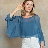 Mona Silk Topper (Aegean Blue)