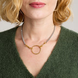 Saylor Circle Mixed Metal Necklace-Gold
