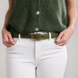 Silvia Leather Belt-Moss